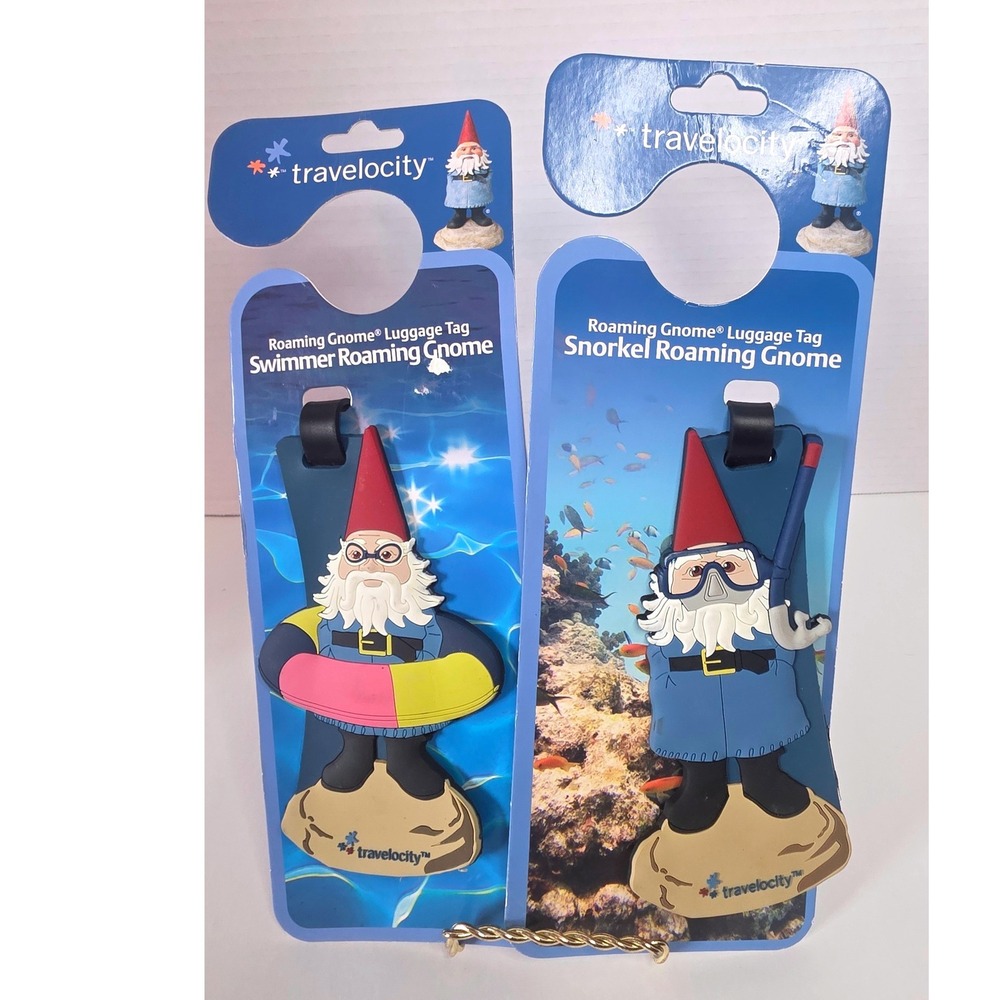 Travelocity Roaming Gnome Luggage Tag Set Swimmer & Snorkel 2 Pack New